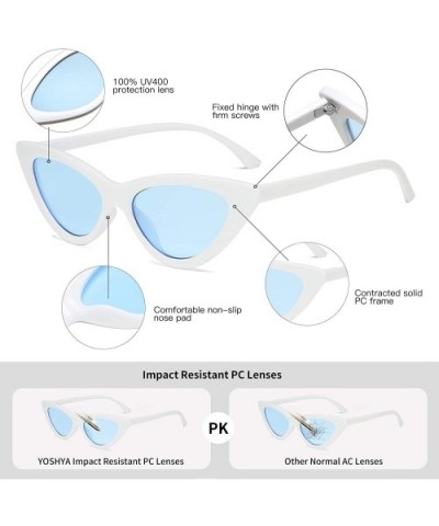 Retro Vintage Narrow Cat Eye Sunglasses for Women Clout Goggles Plastic Frame - White Blue - CM18UQTCRAO $5.66 Goggle