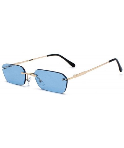 Fashion RimlSunglasses Women Vintage Ladies Transparent Lens Sun Glasses Rectangle UV400 O94 - C5 Gold-blue - CX198AH92LY $12...