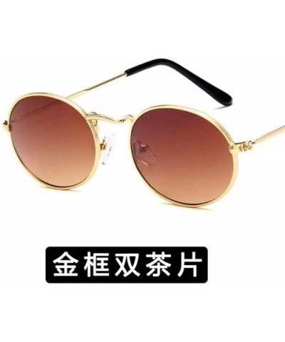 Fashion Classical Metal Oval Eye Women Retro Yellow Luxury Mirror Round Sunglasses Vintage Lens Sun Glasses - CJ198ZXDH8E $31...