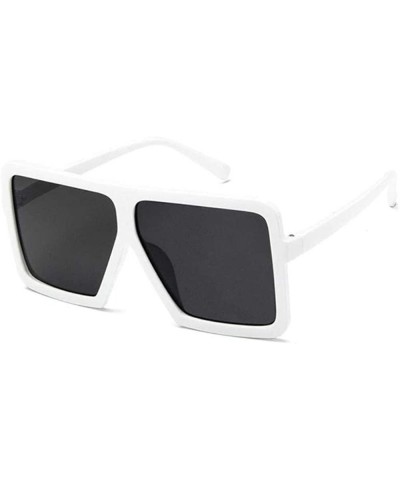 Fashion square oversized sunglasses - women - C2 - White / Black Lens - CQ18XH0EN90 $6.06 Oversized