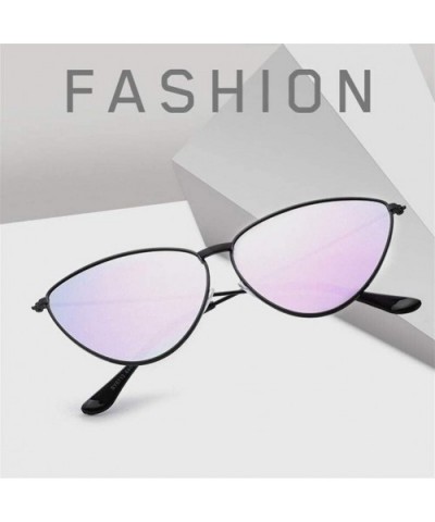 Women Metal Frame Cat Eye Sunglasses UV400 Mirror Sun Glasses Female Vintage Eyewear - Blackgray - C0199QCNRWN $6.77 Round