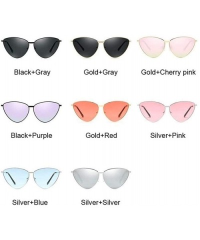 Women Metal Frame Cat Eye Sunglasses UV400 Mirror Sun Glasses Female Vintage Eyewear - Blackgray - C0199QCNRWN $6.77 Round