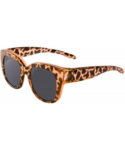 Polarized Oversized Cat Eye Fit over Sunglasses Wear Over Prescription Glasses for Women&Men - Amber Leopard - C918AY4MDX8 $1...