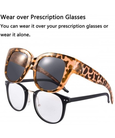 Polarized Oversized Cat Eye Fit over Sunglasses Wear Over Prescription Glasses for Women&Men - Amber Leopard - C918AY4MDX8 $1...