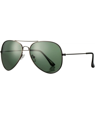 Classic Polarized Aviator Sunglasses for Men and Women UV400 Protection - Gunmetal Frame/G15 Green Lens - CD189Z5X2TW $8.83 A...