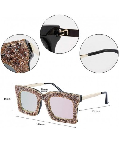 Fashion Punk Sunglasses for Women Men - Square Glasses Matel Frame UV400 Protection - Coffee - CR1939YN4GT $10.95 Semi-rimless
