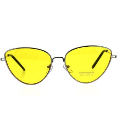 Womens Metal Rim Cat Eye Pop Color Retro Sunglasses - Silver Yellow - CL18D48O9QW $7.31 Cat Eye