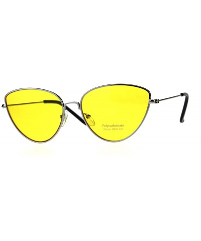 Womens Metal Rim Cat Eye Pop Color Retro Sunglasses - Silver Yellow - CL18D48O9QW $7.31 Cat Eye