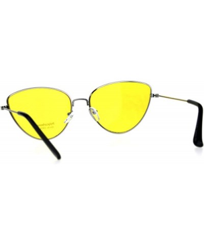 Womens Metal Rim Cat Eye Pop Color Retro Sunglasses - Silver Yellow - CL18D48O9QW $7.31 Cat Eye