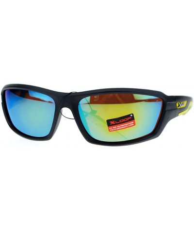 Xloop Mens Sports Sunglasses Wrap Oval Rectangular Plastic Frame - Yellow - CN126HILLDZ $6.96 Rectangular