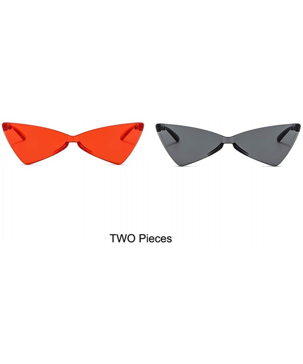 Butterfly Shaped Sunglasses Women Cat Eye Triangle Female Sun Glasses Retro Gift - Red and Black - CD18LR3ZYAI $11.27 Cat Eye