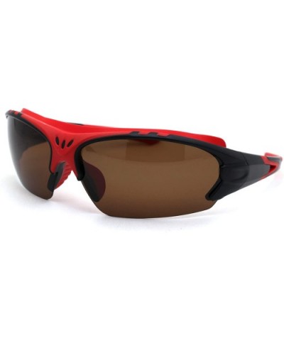 Mens Polarized Top Windbreak Rubber Gasket Warp Sport Sunglasses - Red - CV18A9INGLC $13.25 Sport
