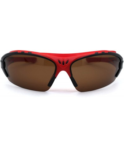 Mens Polarized Top Windbreak Rubber Gasket Warp Sport Sunglasses - Red - CV18A9INGLC $13.25 Sport