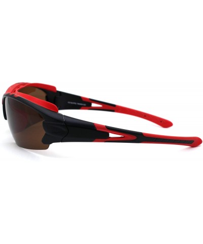 Mens Polarized Top Windbreak Rubber Gasket Warp Sport Sunglasses - Red - CV18A9INGLC $13.25 Sport