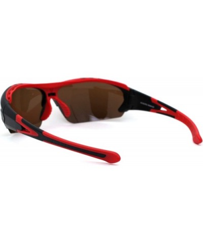 Mens Polarized Top Windbreak Rubber Gasket Warp Sport Sunglasses - Red - CV18A9INGLC $13.25 Sport