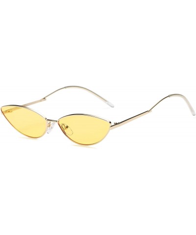 Women Metal Retro Vintage Slim Cat Eye Fashion Sunglasses - Yellow - CF18WU0TCZC $13.44 Cat Eye