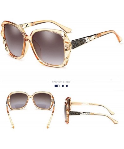 Women Polarized Sunglasses UV400 protection Shades-Oversize Diamond Cut Frame - Brown - C9196LWY6Y8 $14.64 Sport