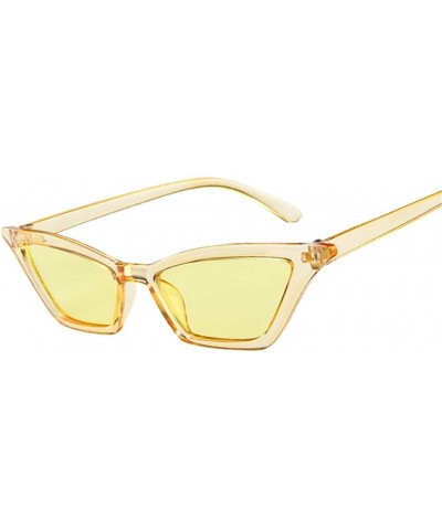 Women Polarized Sunglasses Mirrored Lens Fashion Cat Eye Goggle Eyewear Sunglasses - Beige - CB18TQKCU9U $5.05 Square