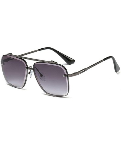 New fashion polygon trimmed metal sunglasses unisex brand luxury sunglasses UV400 - Black - CG18TCA6ZCA $15.81 Square