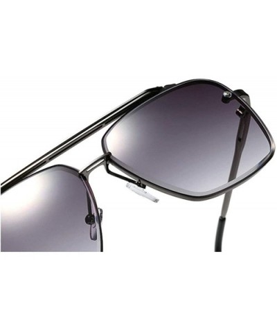 New fashion polygon trimmed metal sunglasses unisex brand luxury sunglasses UV400 - Black - CG18TCA6ZCA $15.81 Square