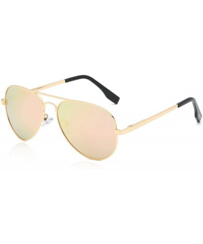 Classic Polarized Sunglasses Mirrored Protection - Gold Frame Pink Lens - CS18WKH52SC $13.64 Square