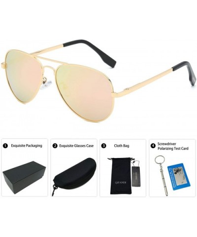 Classic Polarized Sunglasses Mirrored Protection - Gold Frame Pink Lens - CS18WKH52SC $13.64 Square