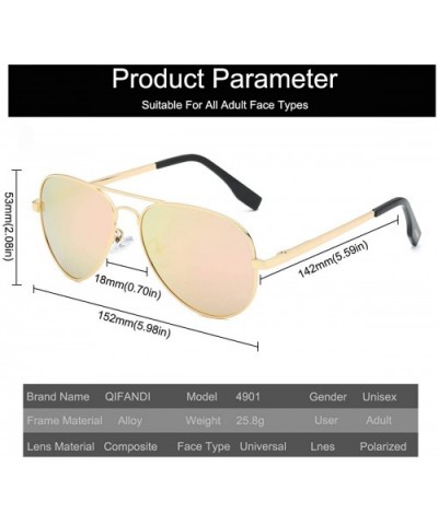 Classic Polarized Sunglasses Mirrored Protection - Gold Frame Pink Lens - CS18WKH52SC $13.64 Square