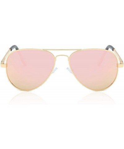 Classic Polarized Sunglasses Mirrored Protection - Gold Frame Pink Lens - CS18WKH52SC $13.64 Square