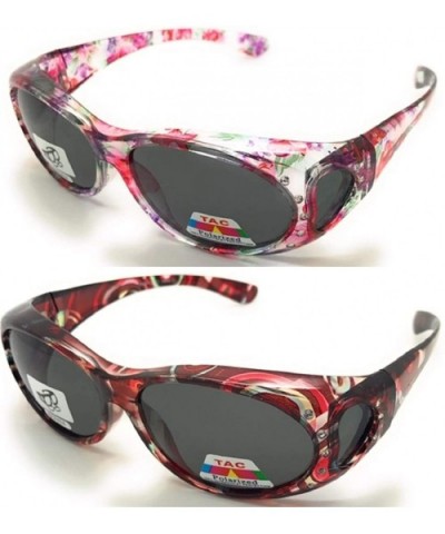 2 Pair Polarized Sunglasses Fit Over Glasses Oval Rectangular Cover Sunglasses - Size Oversized 60MM - CY18SKT3H0K $15.52 Rec...