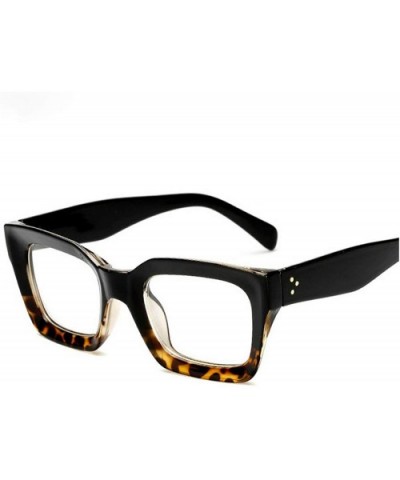 Square Glasses Frames Men Women Rivet Optical Sunglasses - Leopard Clear - C9193S8XNXW $18.72 Square
