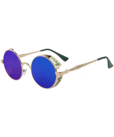 Women UV400 Mirror Sunglasses Classic Round Shades Sun Glasses Eyewear - Green - CS17Z4HKO9M $9.46 Goggle