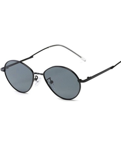 Vintage style Aviator Sunglasses for Men and Women Metal PC UV400 Sunglasses - Black Grey - C318SZTH6QG $12.04 Oval