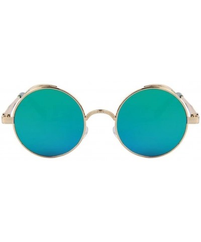 Women UV400 Mirror Sunglasses Classic Round Shades Sun Glasses Eyewear - Green - CS17Z4HKO9M $9.46 Goggle