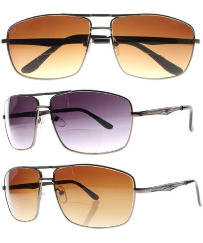 Retro Mens Aviator Bifocal Tinted Square Nerd Reading Glasses UV400 Sunglasses Readers - All - CM18ESKYS5G $35.47 Square