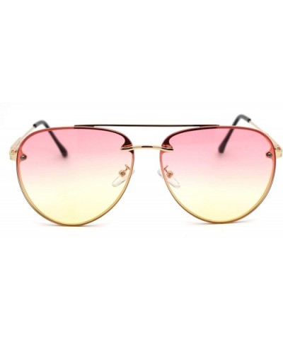Luxury Rimless Double Bridge Designer Racer Pilots Sunglasses - Gold Pink Yellow - C118WUAQ9YE $11.32 Rimless