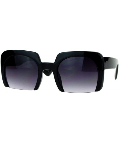 Fashion Sunglasses Shaved Carved Bottom Square Frame Unisex Eyewear - Black - CT1899ZNCTU $6.62 Square