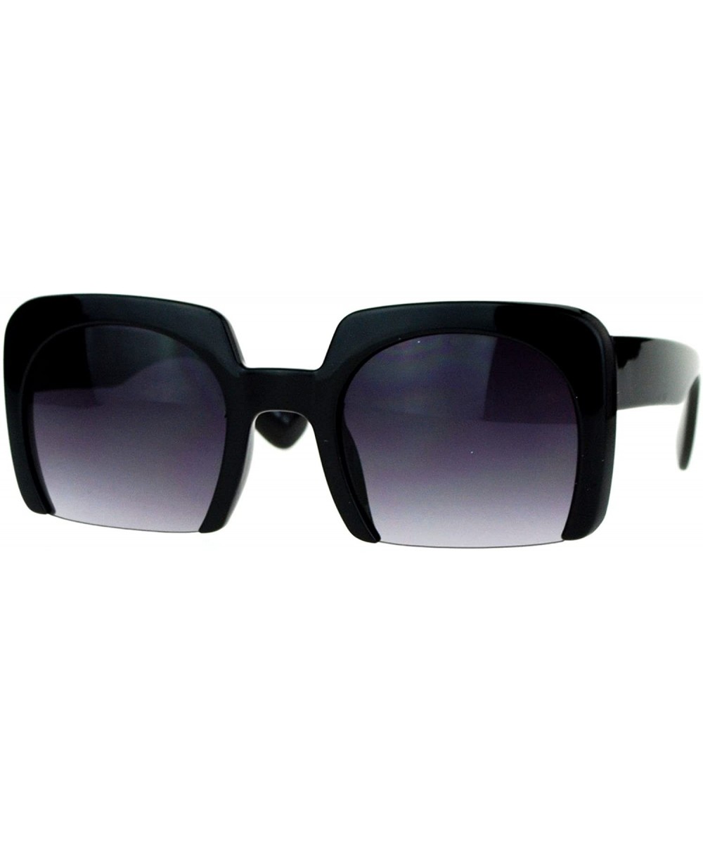 Fashion Sunglasses Shaved Carved Bottom Square Frame Unisex Eyewear - Black - CT1899ZNCTU $6.62 Square