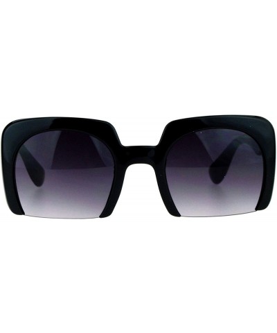 Fashion Sunglasses Shaved Carved Bottom Square Frame Unisex Eyewear - Black - CT1899ZNCTU $6.62 Square