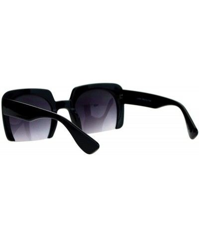 Fashion Sunglasses Shaved Carved Bottom Square Frame Unisex Eyewear - Black - CT1899ZNCTU $6.62 Square