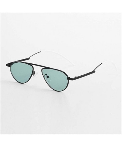 Women Men Cat eye Sunglasses Vintage Small Metal Frame Sun Glasses Female Red UV400 - C5black Green - CT190366D0R $8.31 Cat Eye