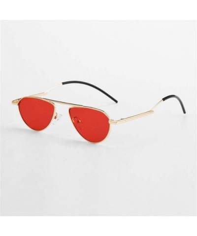 Women Men Cat eye Sunglasses Vintage Small Metal Frame Sun Glasses Female Red UV400 - C5black Green - CT190366D0R $8.31 Cat Eye