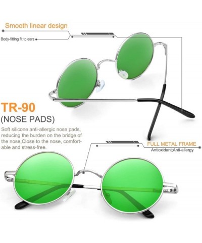 Retro Polarized Round Sunglasses for Men Vintage Sunglasses Women FD3013 - Green - CP18LWGM586 $6.28 Sport