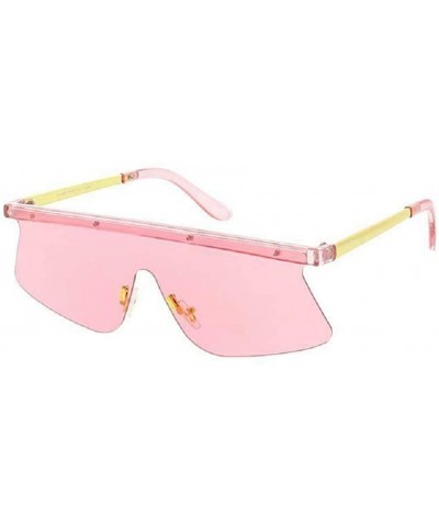 Kahuna Semi Rimless One Piece Shield Lens Sunglasses - Pink Crystal Gold Metallic Frame - CG18YALG0TE $9.19 Shield