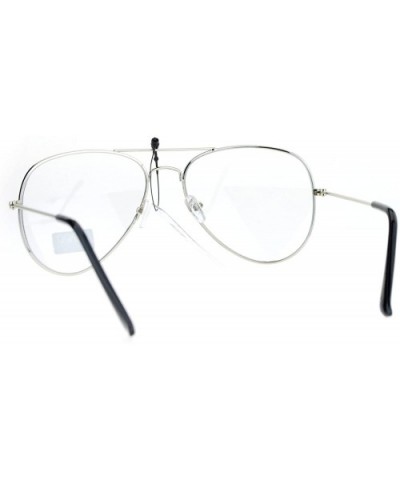 Classic Metal Aviator Clear Lens Glasses Unisex Fashion Eyeglasses UV 400 - Silver - CN186KTL0ZC $7.39 Aviator