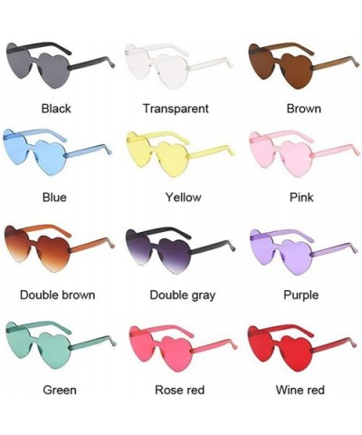 Cute Sexy Retro Love Heart Rimless Sunglasses Women Luxury Sun Glasses Female Eyewear Candy Color - CG198UE5EQ6 $5.69 Rimless