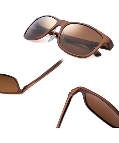 Women Fashion Aviator Sunglasses - Vintage Polarized Sunglasses Lightweight Rectangular Sun Glasses - Brown - C518IR5LYIX $17...