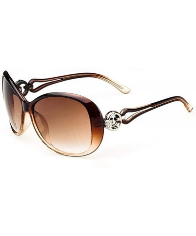Women Fashion Oval Shape UV400 Framed Sunglasses Sunglasses - Coffee - CG198N58Q8Y $13.18 Oval