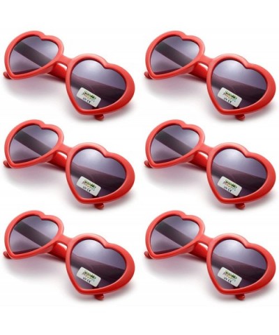 6 Pack Neon Colors Heart Shape Sunglasses Party Favor Supplies - Red - CH18CGOWXTC $7.61 Round