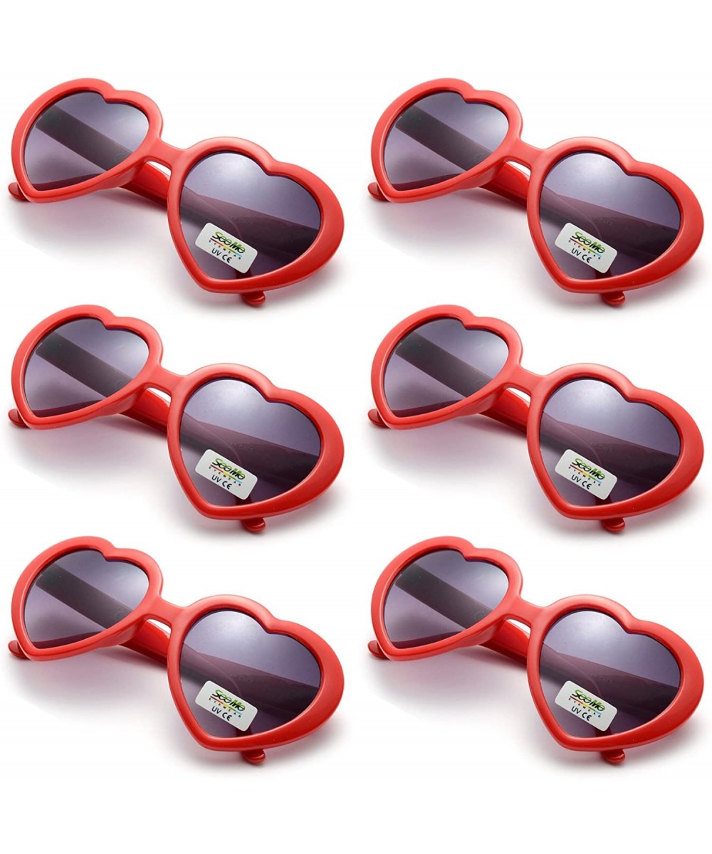 6 Pack Neon Colors Heart Shape Sunglasses Party Favor Supplies - Red - CH18CGOWXTC $7.61 Round