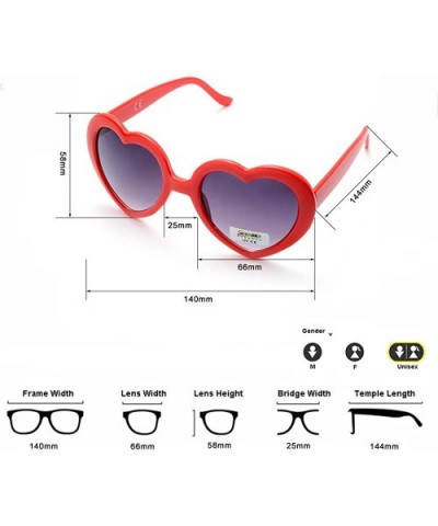 6 Pack Neon Colors Heart Shape Sunglasses Party Favor Supplies - Red - CH18CGOWXTC $7.61 Round